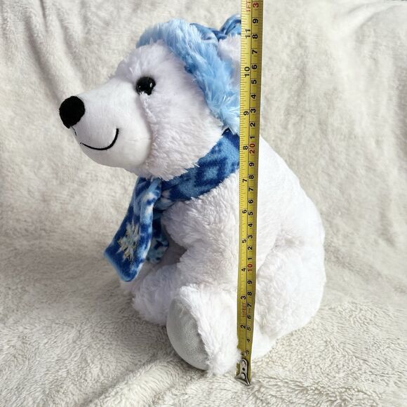 The Polar Express White Bear 11” Plush Blue Hat Scarf  Christmas Winter Toy - Picture 6 of 6